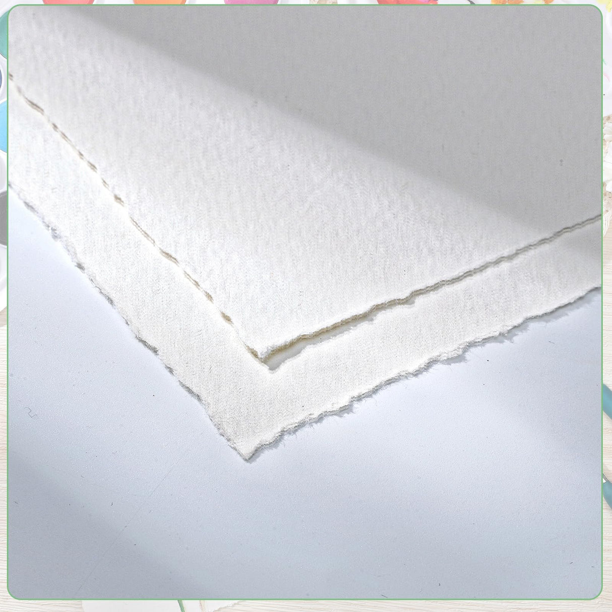50 Sheets Deckled Edge Paper 4 x 6inch, 160 GSM Handmade Paper Rough/Textured Watercolor Paper for Wedding Invitations, Cards, Crafts Prudiut