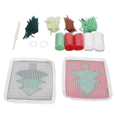Tgoon Latch Hook Rug Kit , Christmas Tree Pattern Latch Hook Cup Mat Simple to Use Comfortable Touch Enough Quantity for DIY , Cute Mini Rug Sewing Set Latch Hook Kits for Kids