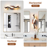 Lawyettle Farmhouse LED Wall Sconce, 3000K Dimmable LED Bathroom Light Fixture, 17.9" Vanity Light Over Mirror, Wood Indoor Wall Lamp for Bedroom, Living Room Lawyettle