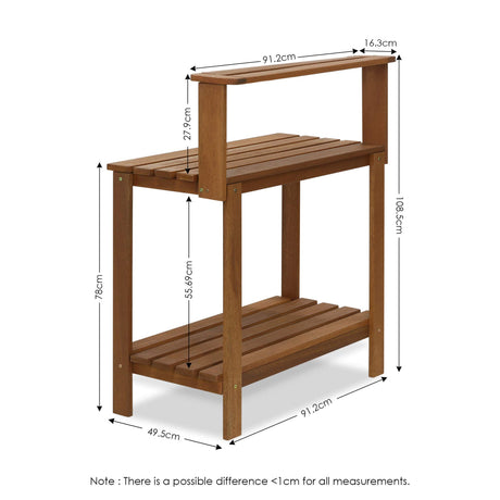 Furinno FG17478 Tioman Outdoor Patio Furniture Hardwood Potting Bench, Natural Furinno