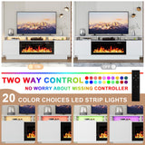 PRETZI Fireplace TV Stand with 36" Fireplace, 2 Tier 70" LED Entertainment Center with Fireplace for TVs Up to 80", Modern Wood TV Media with Storage Cabinets for Living Room, White PRETZI