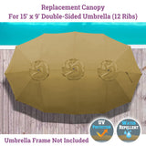 BenefitUSA 12 Ribs Umbrella Cover Canopy Replacement for 15' Double-Sided Patio Umbrella, Frame NOT Included(Taupe) BenefitUSA