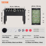 VEVOR Foosball Table, 55 inch Standard Size Foosball Table, Indoor Full Size Foosball Table for Home, Family, and Game Room, Soccer with Foosball Table Set, Includes 4 Balls and 4 Cup Holders VEVOR