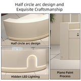 odrma Retail Counter, Arc Receptionist Desk for Beauty Salon Clothing Store Retail Counter, Office Boutique Lobby, Customized Logo No Assembly Required Ships in One Piece, with Hidden LED Lighting odrma