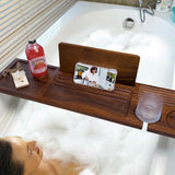 Graceware Solid Walnut Wood Bathtub Tray Table, Bath Caddy Tray for Tub (31"x8"x1"), Bath Table Tray for Tub, Luxury Bathroom Accessories for Women/New Home/House Warming Graceware