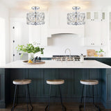 MEXO Farmhouse Crystal Round Semi Flush Mount Modern Close to Ceiling Light Fixture, Cylinder Drum Shade Ceiling Lights 3LT Ceiling Lamp for Kitchen Island Dinning Room Bedroom MEXO