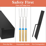 Tabletop Fire Pit with Smores Kit, Table Top Firepit Smores Maker, Portable Outdoor Fireplace Tabletop Decor Home Patio Balcony Backyard Gifts for Mom Dad Men - White Elephant Unique Gift, Black HRANBOTY