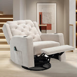 Comermax Oversized Massage Recliner Chair Swivel Rocker Recliner for Adult, Wide Seat Fabric Reclining Chair, Manual Recliner Chair with Cup Holder, Glider Rocking Chair for Nursery, Beige Comermax