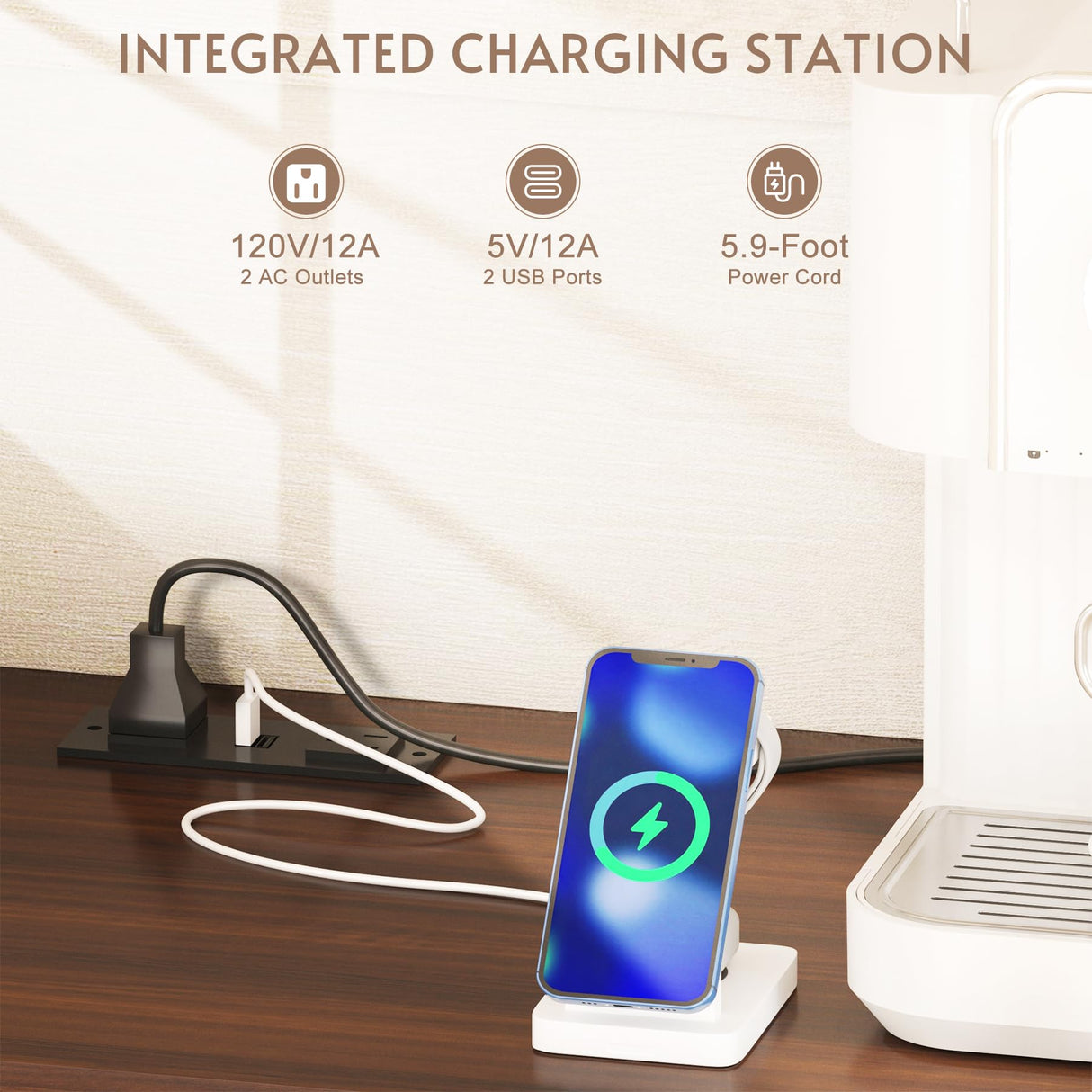 GlouMod Farmhouse Coffee Bar Cabinet with Sliding Barn Door, 70" Tall Kitchen Hutch China Cabinet w/Wine Rack, Power Outlet & Lighting, Liquor bar Station Food Pantry Storage Cabinet for Home, White GlouMod