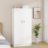 Panana 2 Door Wood Wardrobe Cabinet Closet with Hanging Rail and 2 Shelves, Bedroom Armoire for Storage (White) Panana