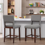 Giantex 24.5" Counter Height Bar Stools Set of 4, Linen Barstools with Back, Rubber Wood Legs, Max Load 400 Lbs, Modern Upholstered Bar Dining Chairs for Kitchen Island Pub, Grey Giantex