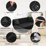 NAISI Couch Cover L Shape 2 Pieces Sofa Cover Soft Stretch Slipcovers with 2pcs Pillowcases Furniture Protector Sectional Couch Covers 3 Seater + 3 Seater(Black) NAISI