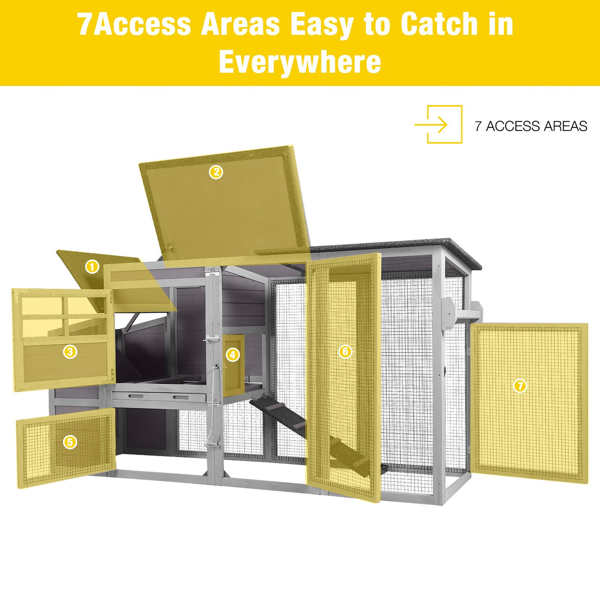 AIVITUVIN Chicken Coop for 4-6 Chickens with Wheels Chicken House with Large Run Portable Hen House Nesting Box, Metal Pull Out Tray Aivituvin