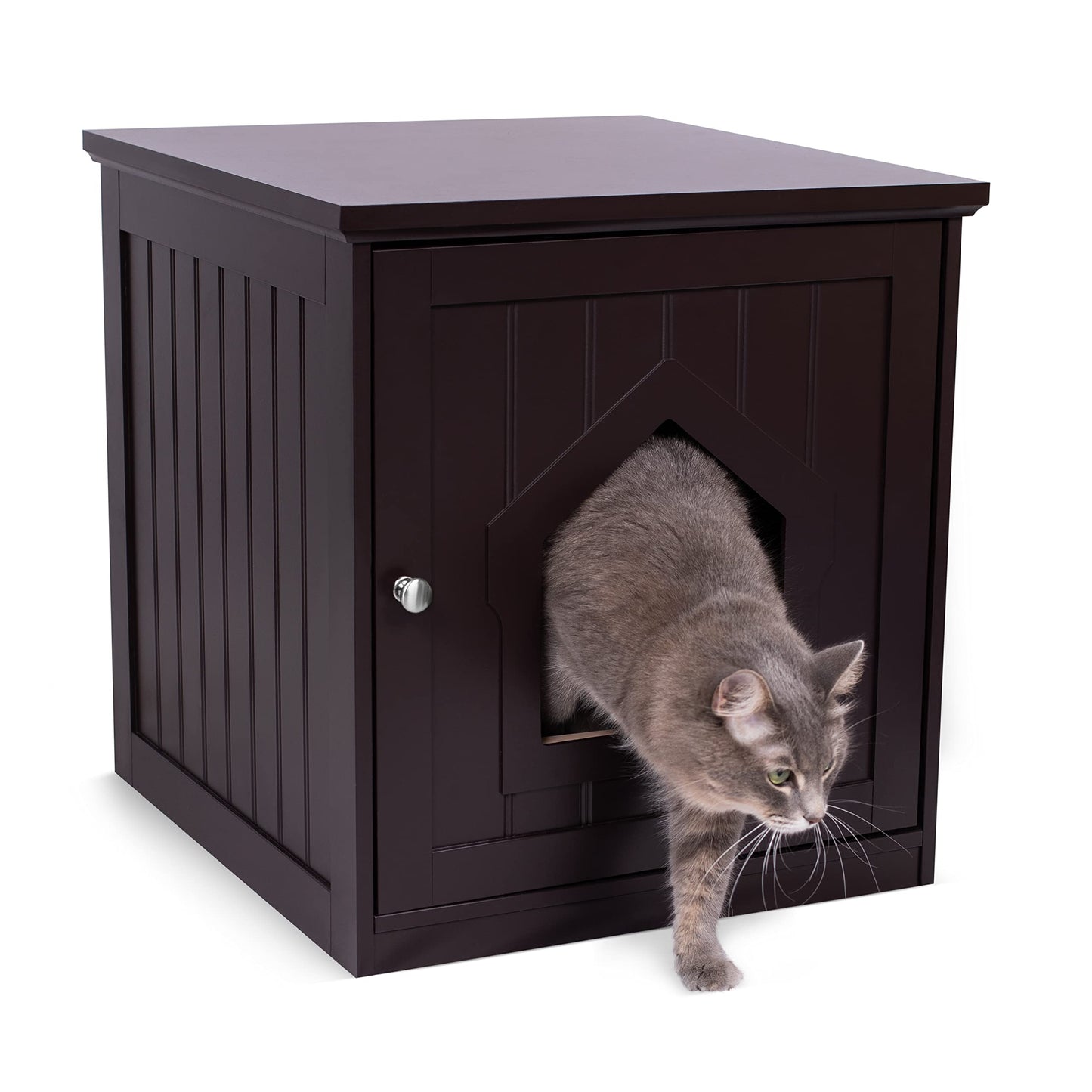 BirdRock Home Decorative Cat House & Side Table | Cat Home Covered Nightstand | Indoor Pet Crate | Litter Box Enclosure | Hooded Hidden Pet Box | Cats Furniture Cabinet | Kitty Washroom