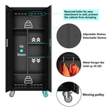 kingwolfox Metal Storage Cabinets Locker for Home Office, 72" Garage Storage Cabinet with Wheels, Lockable Doors and Shelves, Steel Wardrobe Cabinet with Hanging Rod. kingwolfox