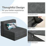 ANONER Fold Out Chair Bed Memory Foam with Pillow Futon Couch Folding Sleeper Chair, Convertible Chair Bed Dark Gray, Single Size ANONER