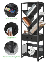 ZEXVIDA Bookshelf with Drawer,8 Tier Tree Bookcase Retro Floor Standing Bookshelves,Tall Wood Bookcases with Cabinet Storage Organizer for Living Room, Bedroom & Home Office, Black ZEXVIDA