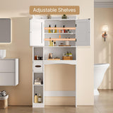 Gizoon Over The Toilet Storage Cabinet, 66''H Over Toilet Bathroom Organizer, Over Toilet Storage Cabinet with 2 Doors, Paper Holder and Racks, Adjustable Shelf, for Bathroom, Laundry, White Gizoon