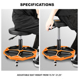 PM PERFORMOTOR Adjustable Height Pneumatic Garage Seat Rolling Mechanic Stool with Tool Tray Storage,300lbs Max Weight Capacity, Orange,PM-TOL-ATS-OG PM PERFROMOTOR