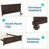 Mirightone Farmhouse King Bed Frame with Tall Headboard, Wood Platform Bed and Footboard, Mid-Centery Rustic King Panel Beds with Slats Support, No Box Spring Needed, Rustic Brown Mirightone