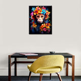 Tucocoo Monkey Flowers Paint by Numbers Kits 16x20 inch Canvas DIY Oil Painting for Adults with Brushes and Acrylic Pigment - Cute Animal Close-up Picture for Home Decor Gifts (Without Frame) Tucocoo