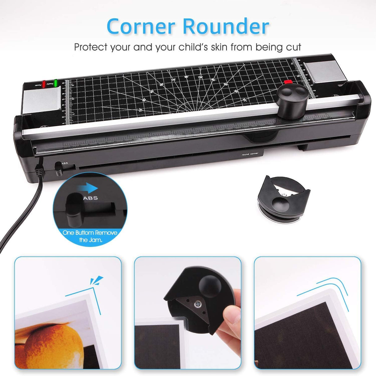 Laminator Machine for A3/A4/A6, YE381 13inch Thermal & Cold Laminating Machine for Home Office School Teacher Use with 50 Pouches, Paper Trimmer and Corner Rounder Eficentline