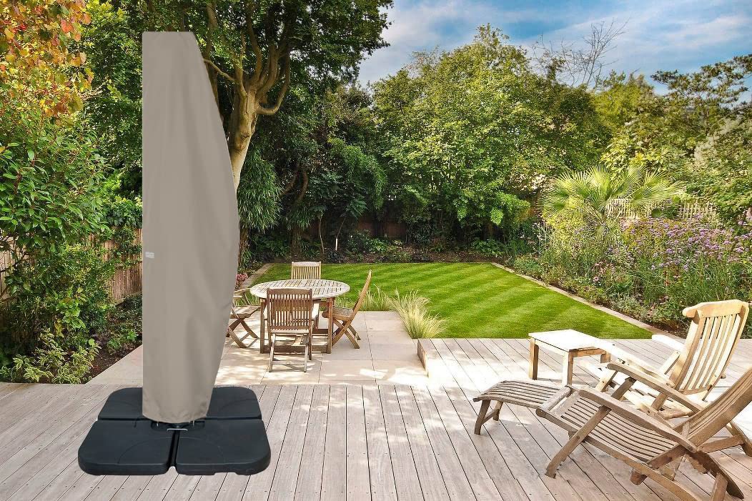 Garden Balsam Patio Umbrella Cover for 10FT to 11FT Offset Umbrella, Water Resistant, Curved Cantilever and Straight Pole Parasol Outdoor Umbrellas Cover with Zipper and Rod Garden Balsam
