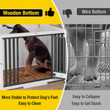 Aivituvin Dog Crate Furniture Foldable Side End Table Expandable Solid Wood Dog Kennel with 360° Rotatable Dog Bowls Indoor Cage, No Assembly Needed (Right Door) Aivituvin
