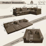 6-in-1 DIY Modular Cloud Sectional Couch, L Shaped Memory Foam Boneless Couch for Living Room, Oversized Corduroy Sofa Bed, Upholstered Deep Seat Sectional Sofa, No Assembly Required (Brown) SCZMWJ