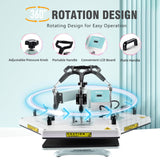 BetterSub Combo 5 in 1 12‘’ x15‘’ Heat Press Machine for T-Shirt 20/30oz Tumbler Heat Press Hat Plate Cap Printing Heat Transfer Digital Industrial-Quality Sublimation Machine 360 Degree Swivel Teal BetterSub