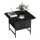 Shinoske Square Coffee Table with Storage Drawer,Small Black Coffee Tables for Living Room,2-Tier Farmhouse Center Table with Round Corners for Small Space,Apartment,Office Shinoske
