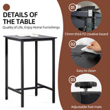 Finnhomy Rustic Black High Top Bar Table – 23.6" Square Cocktail Table for Small Spaces Finnhomy