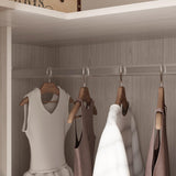 Hitow Corner Wardrobe Cabinet, Modern Wood Armoire Closet with Frosted Glass Doors, Bedroom Wardrobe with Shelves & Hanging Rod for Storage Organize, Wood Grain (35.4" W x 35.4" D x 70.9" H) Hitow