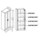 Panana Wooden Tall Storage Cabinet, Collection Food Pantry Cabinet Narrow Cabinet Free Standing with 2 Doors and Shelves (Black-s, 45P) Panana