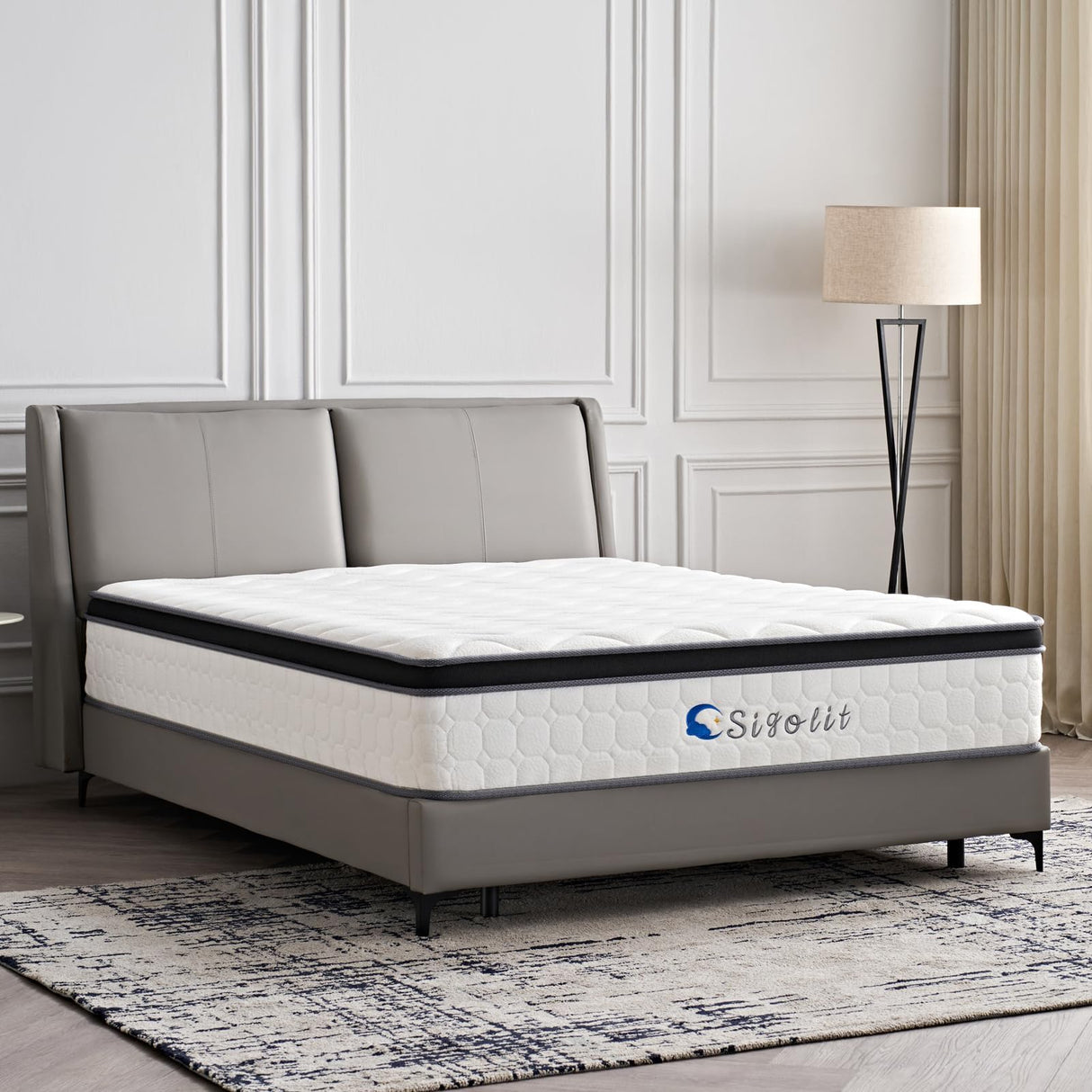 sigolit 12 Inch Queen Size Hybrid Mattress - Medium Firm, Memory Foam & Pocket Springs, Motion Isolation, Edge Support, Pressure Relief, Ships Compressed sigolit