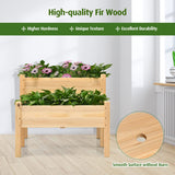 RELAX4LIFE 2-Tier Raised Garden Bed - Fir Wood Garden Elevated Planter Box with Legs, 8 Drainage Holes,220 Capacity for Growing Vegetable, Elevated Garden Bed for Outdoor Yard Patio Balcony (Natural) RELAX4LIFE
