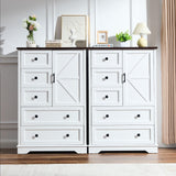 SOOWERY Dresser for Bedroom, Farmhouse Dresser with 5 Wooden Drawers and Storage Cabinet, 48 Inches Tall Chest of Drawers for Bedroom, Living Room, Hallway, White SOOWERY