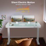 Furmax Glass Standing Desk with Drawer 48 x 24 Inch Adjustable Height Stand up Desk One-Piece Board Pre-Assembled Home Office Computer Desk with USB Ports, Glass Top Furmax