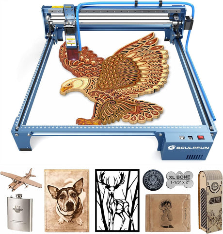 SCULPFUN S10 Laser Engraver, 10W Optical Power Laser Engraving Machine with Air Assist Nozzle, Higher Speed Higher Accuracy CNC Laser Cutter for Wood and Metal SCULPFUN