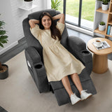 Recliner Chair, 360° Swivel Rocker Chair for Adults, Rocking Recliner Chair with Massage, Comfy Single Sofa with Side Pockets Cup Holders for Living Room, Bedroom, Nursery (Fabric, Dark Gray) Furmax