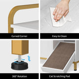 Easycom Cat Litter Box Enclosure Furniture with Shelves, Indoor Litter Box Furniture, Hidden Litter Box with Storage, Wooden Cat House with Cat Scratching Pad, Fit Most Cat Litter Box EasyCom