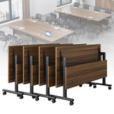 Conference Room Table,Folding Conference Table,Flip Top Rolling Mobile Table with Silent Locking Wheels,Modern Portable Seminar Training Meeting Table Business Tables (6 Pack, 70.9x21.7x29.5inch) Lenyedr
