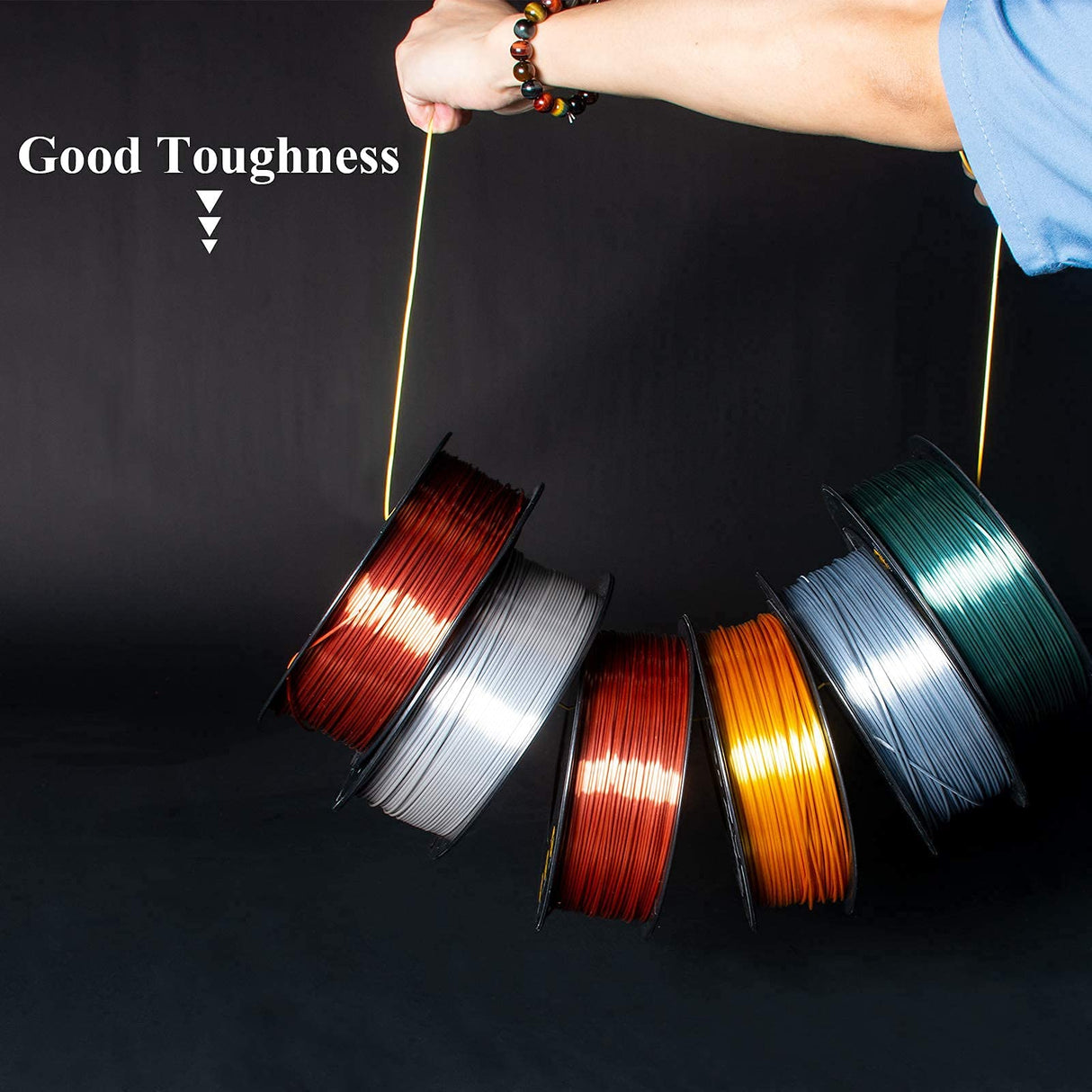 GIANTARM Silk Metallic Silver PLA 3D Printer Filament 1kg Spool, 1.75mm Dimensional Accuracy +/-0.03mm, 1080 Feet per Roll, Vacuum Packaging GIANTARM