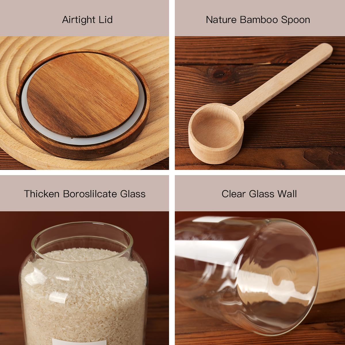 CZSZYGHBAO 2 PCS Large Glass Jar with Airtight Lid, Glass Food Storage Jars for Tea,Spice,Cereal, Egg,Flour,Coffee and More(1 gallon/4000 ml) CZSZYGHBAO