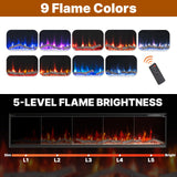 REPHRITE 83" Fireplace TV Stand for Up to 95 Inch TV, Entertainment Center with 50" Electric Fireplace with Storage Cabinets, Modern Farmhouse TV Stand for Living Room, White REPHRITE