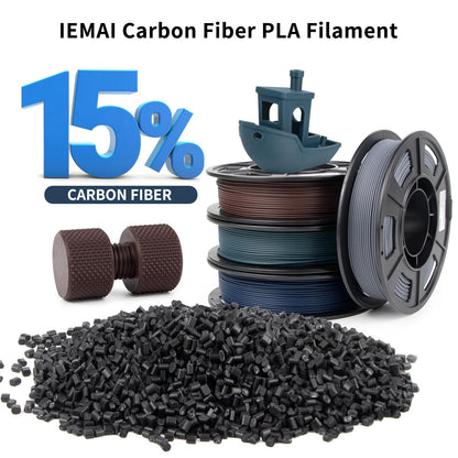 IEMAI 3D Printer Filament Bundle, Colorful Carbon Fiber PLA Filament 1.75mm, Carbon Fiber Filament 250g x 4 Spools(1kg) Dimensional Accuracy +/- 0.02mm (Blue/Blue Grey/Brown/Army Green) - WoodArtSupply