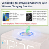DreamSky Wooden Digital Alarm Clock with Wireless Charging for Bedroom, Bedside Nightstand Clock with Charger Station, USB Port, Large Numbers, Adjustable Volume, Brightness Dimmer, DST DreamSky