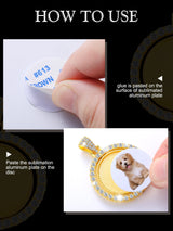 Fumete 24 Pcs Sublimation Rhinestone Pendant Set Including Round Rhinestone Bezel Trays Double Sided Blank Pendant Charms Thick Chains Sublimation Discs for Christmas DIY Making(Gold, White) Fumete
