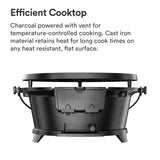Everdure Round Cast Iron Grill & Cover – Outdoor, 2-In-1 Portable, Tabletop Grill and Griddle - 100% Cast Iron, Enameled, Durable, Small Charcoal Grill, Camping Stove or Hibachi Grill Everdure