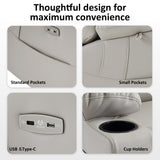 MCombo Large Triple Motor Power Lift Recliner Chair with Massage and Dual Heating, Adjustable Headrest for Tall Elderly People, Faux Leather 7634 (Light Grey, Large) MCombo